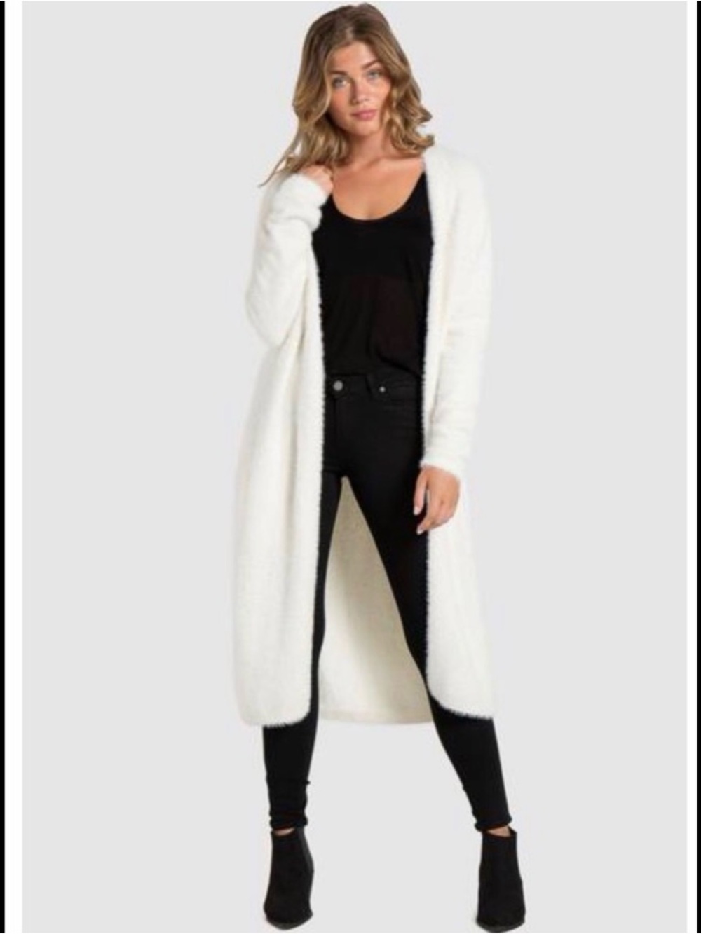 NWT Bella Dahl Cardicoat Long Duster Cardigan Fuzzy Cream Size Small - Picture 2 of 10